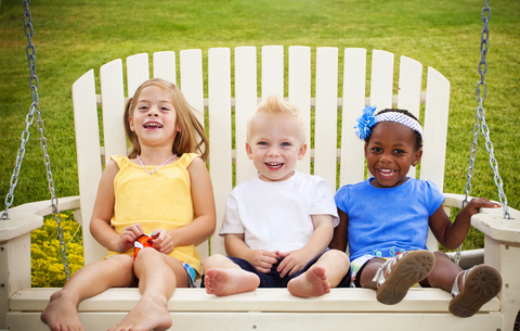 Happy kids on swing! Happy kids on swing!